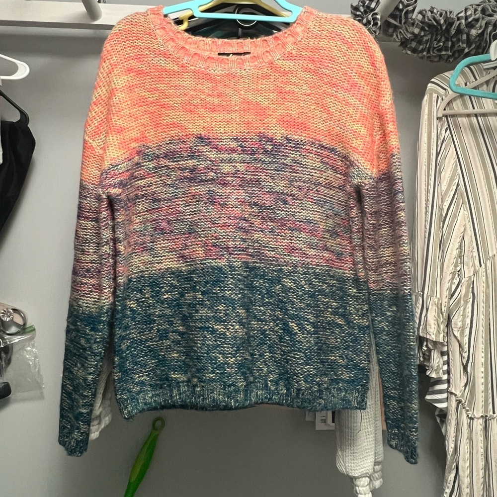 Luxe Orange and Pink Crew Neck Sweater
